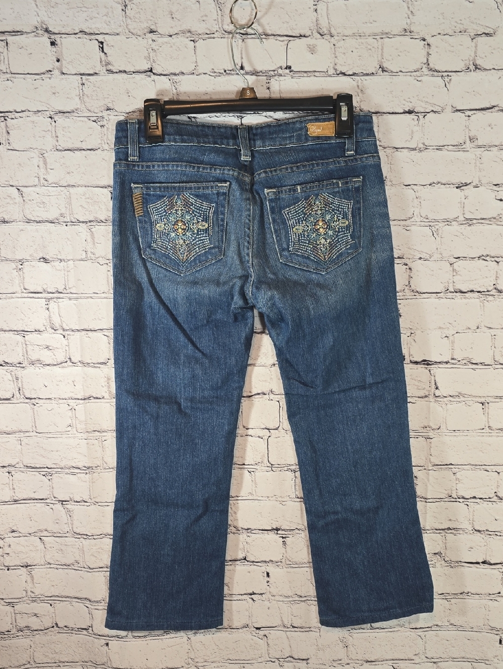 Paige Benedict Canyon Premium Cropped Low-Rise Jeans Embroidered Size 27 - Picture 7 of 12